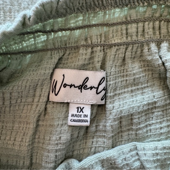 Wonderly Sage Green Smocked Top with Puff‎ Sleeves - Picture 7 of 7